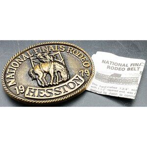 1979 Hesston National Finals Rodeo Belt Buckle Vintage Fourth Edition Collectors